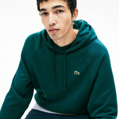 Mens   LIVE Hooded Layer Effect Fleece Sweatshirt | Lacoste Green / Grey Chine • Wd5