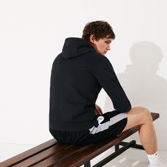 Mens   SPORT Oversize Croc Fleece Hoodie | Lacoste Black / Red / White • G54