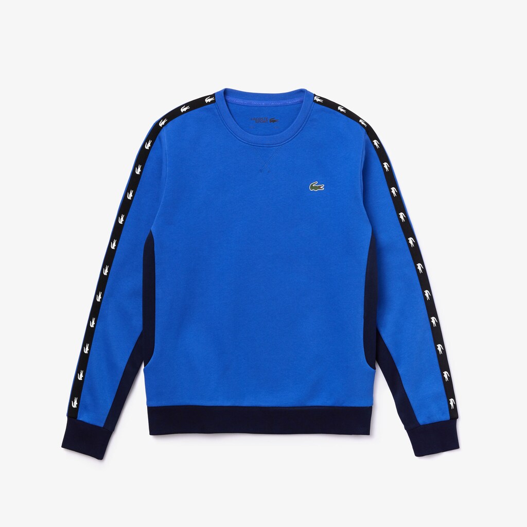 Mens   SPORT Two-Tone Fleece Crew Neck Sweatshirt | Lacoste Blue / Navy Blue • Xw8