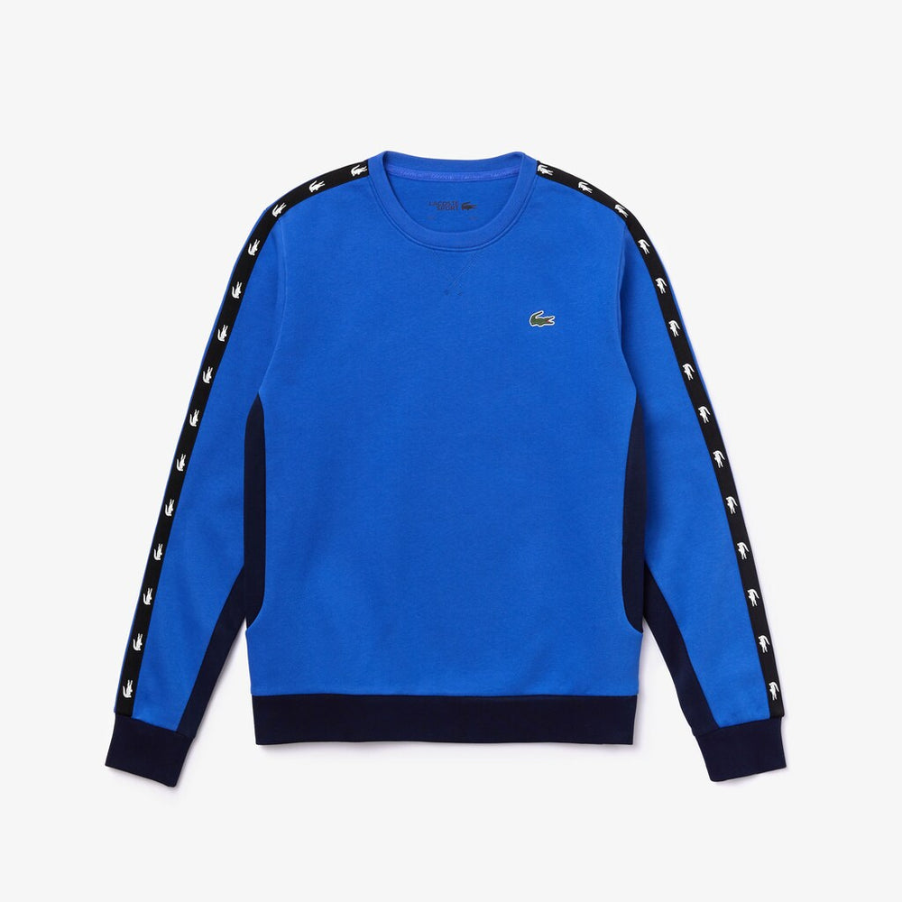 Mens   SPORT Two-Tone Fleece Crew Neck Sweatshirt | Lacoste Blue / Navy Blue • Xw8