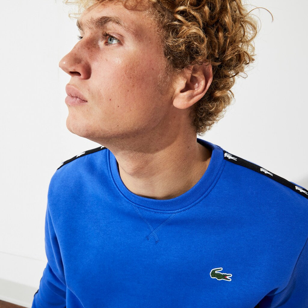 Mens   SPORT Two-Tone Fleece Crew Neck Sweatshirt | Lacoste Blue / Navy Blue • Xw8