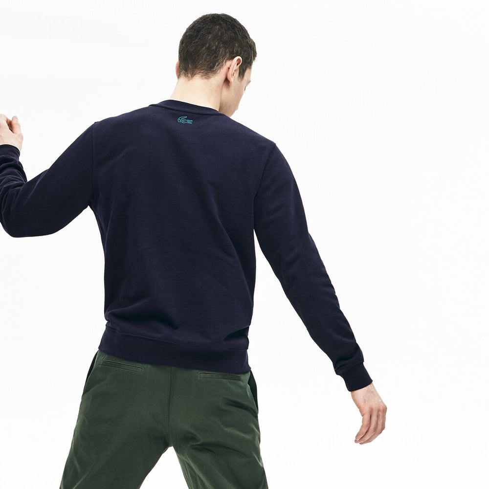 Mens   Motion Regular Fit Crew Neck Cotton Sweatshirt | Lacoste Navy Blue • 166