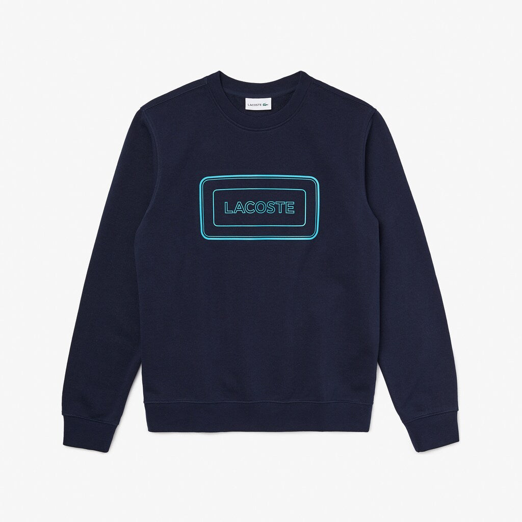 Mens   Motion Regular Fit Crew Neck Cotton Sweatshirt | Lacoste Navy Blue • 166
