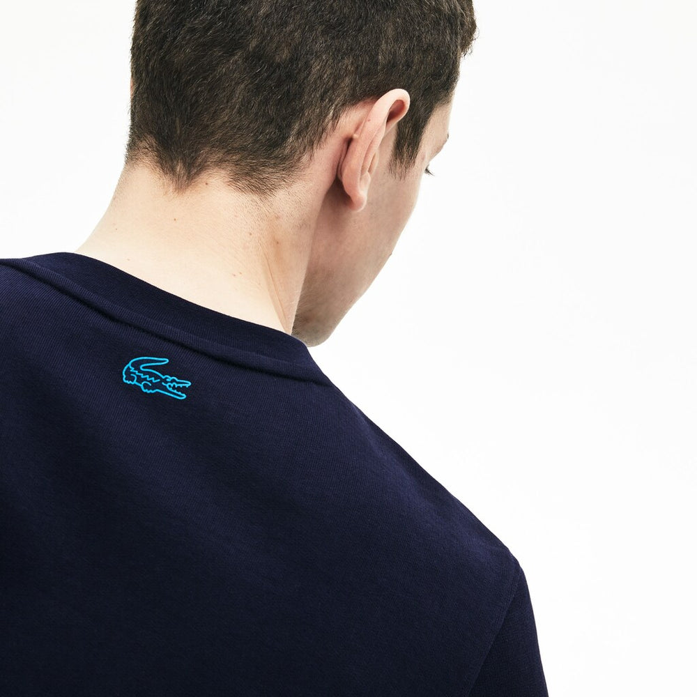 Mens   Motion Regular Fit Crew Neck Cotton Sweatshirt | Lacoste Navy Blue • 166
