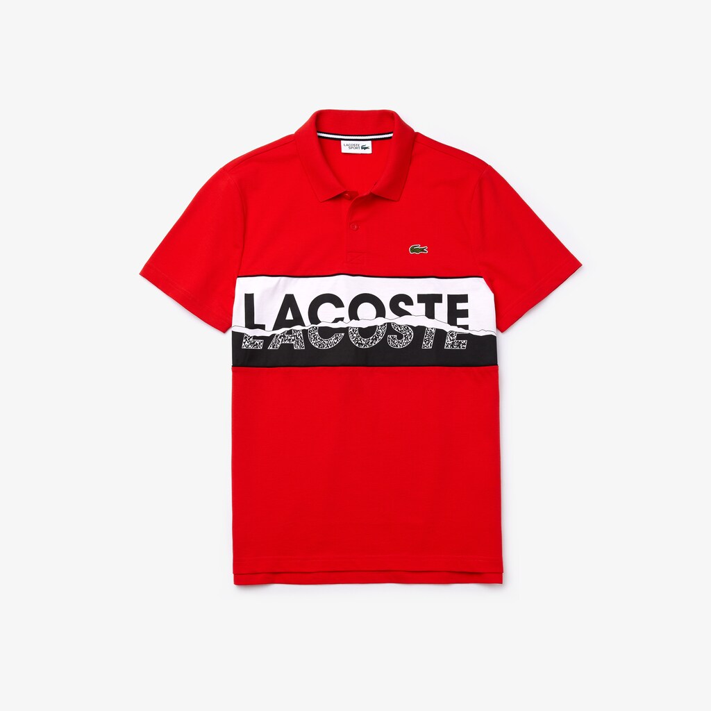Mens   SPORT Logo-Graphic Lightweight Polo | Lacoste Red / Black / White • Atv