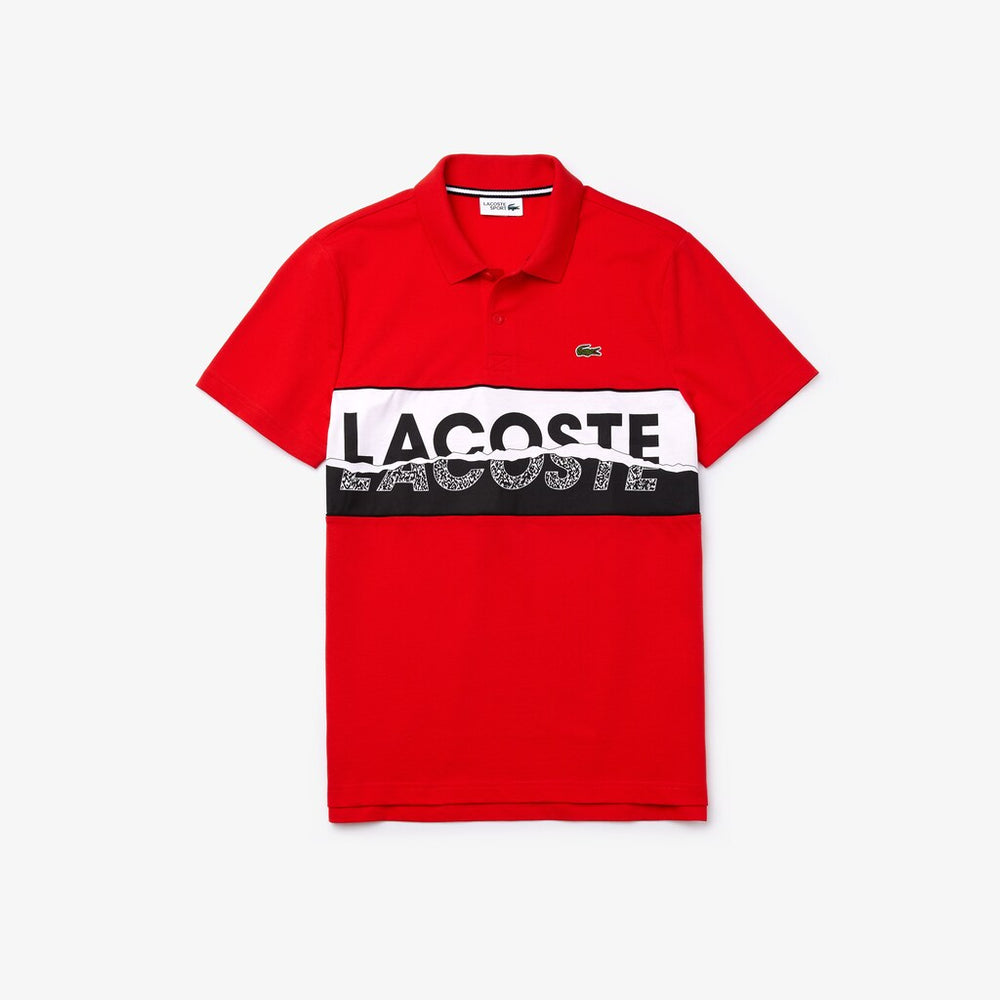 Mens   SPORT Logo-Graphic Lightweight Polo | Lacoste Red / Black / White • Atv
