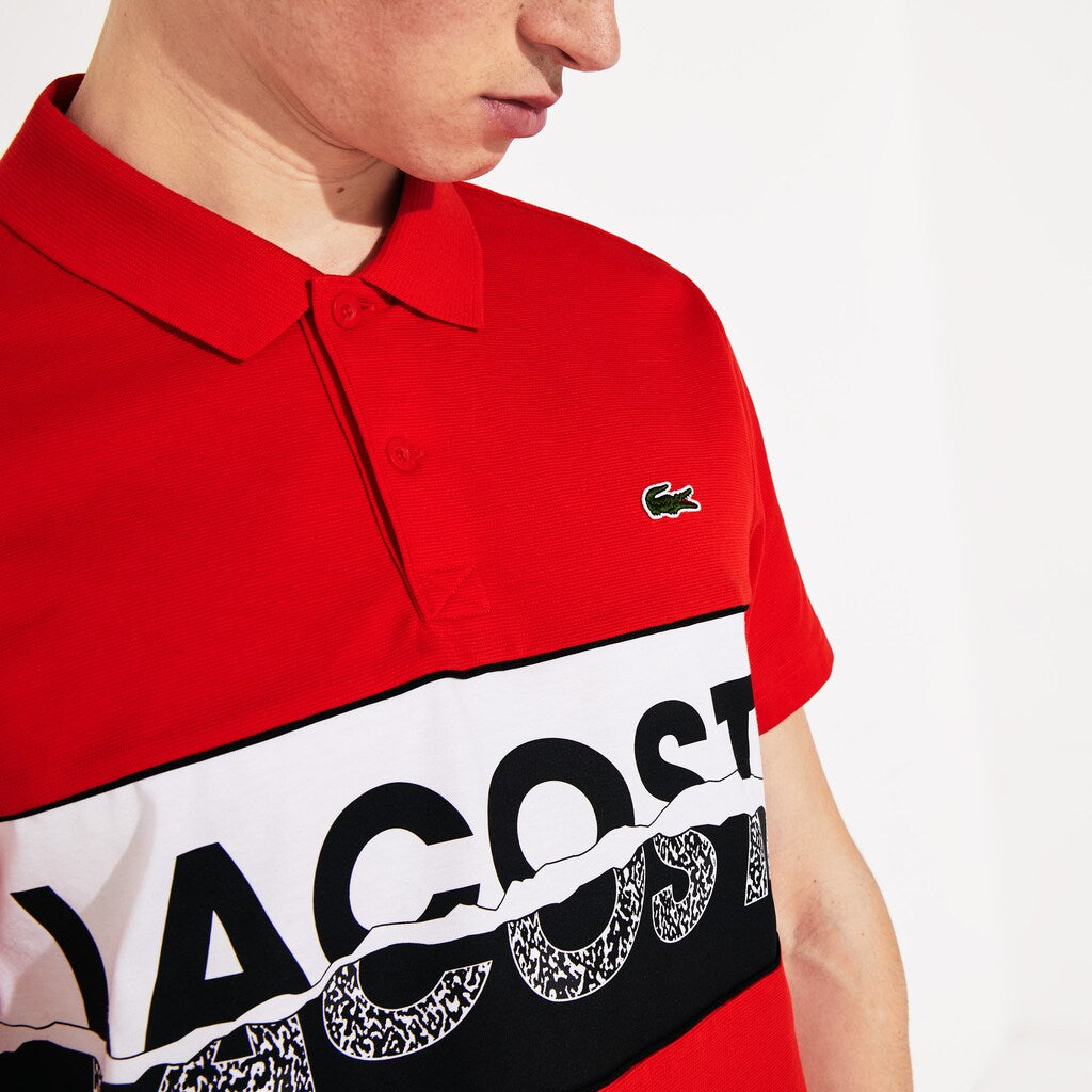 Mens   SPORT Logo-Graphic Lightweight Polo | Lacoste Red / Black / White • Atv