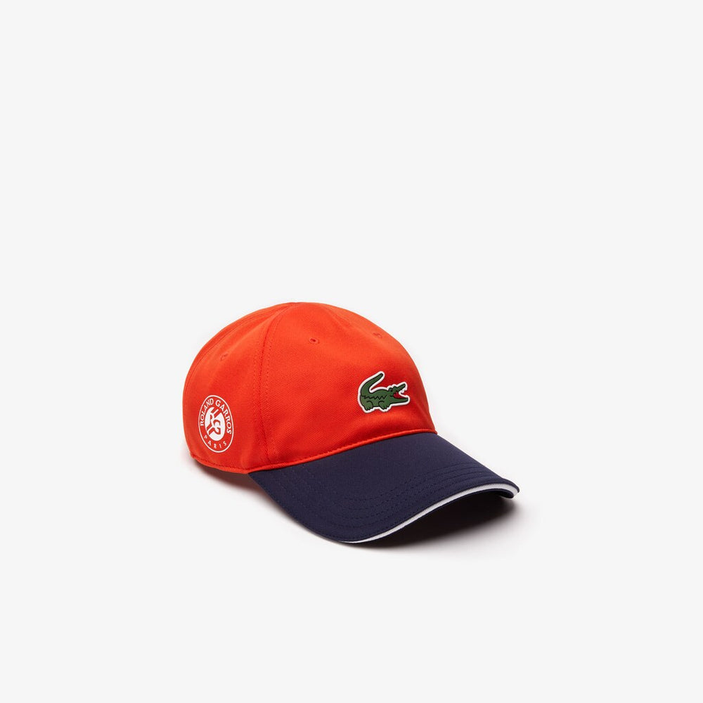 Mens   SPORT Roland Garros Two-Tone Piqué Cap | Lacoste Red / Navy Blue / White • L9E