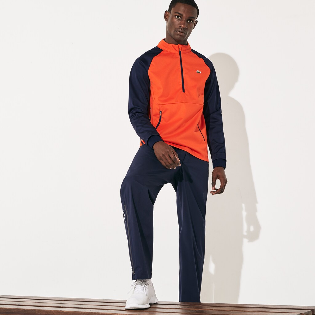 Mens   Raglan-Sleeve Golf Sweatshirt | Lacoste Red / Navy Blue • 145