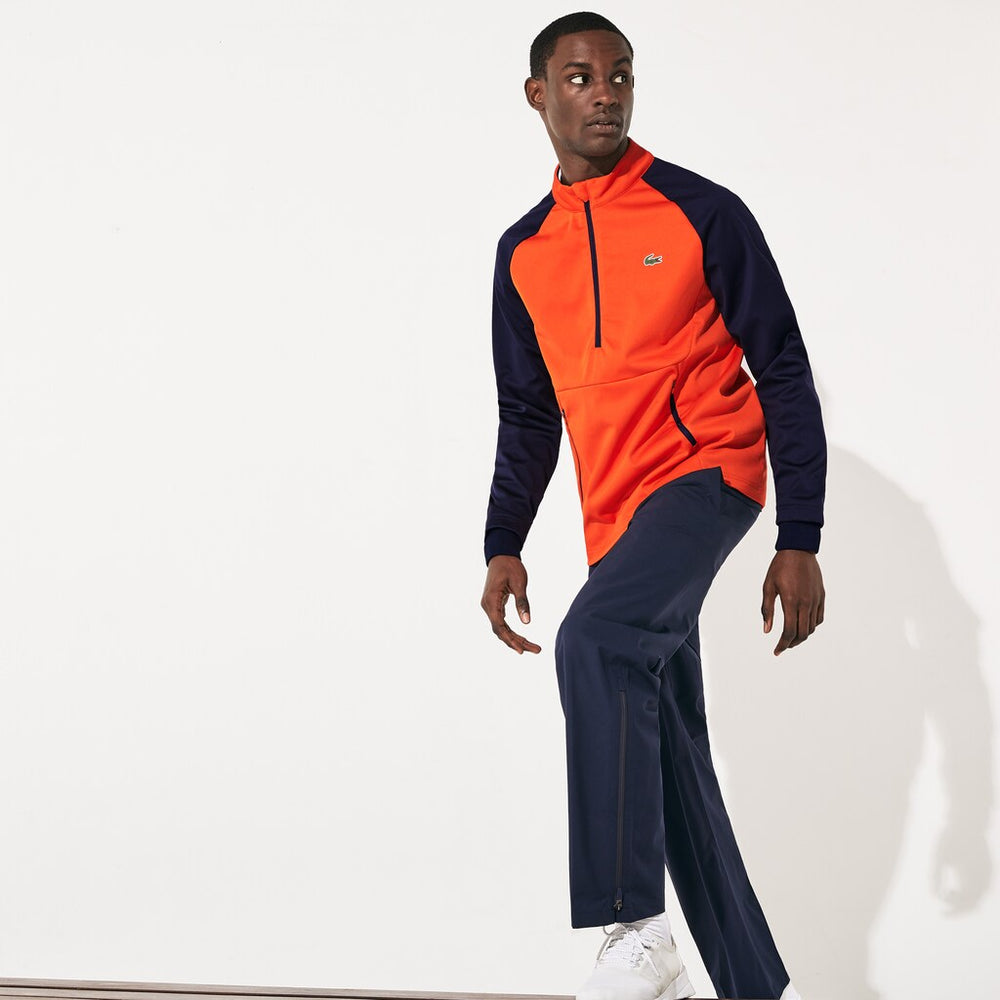 Mens   Raglan-Sleeve Golf Sweatshirt | Lacoste Red / Navy Blue • 145