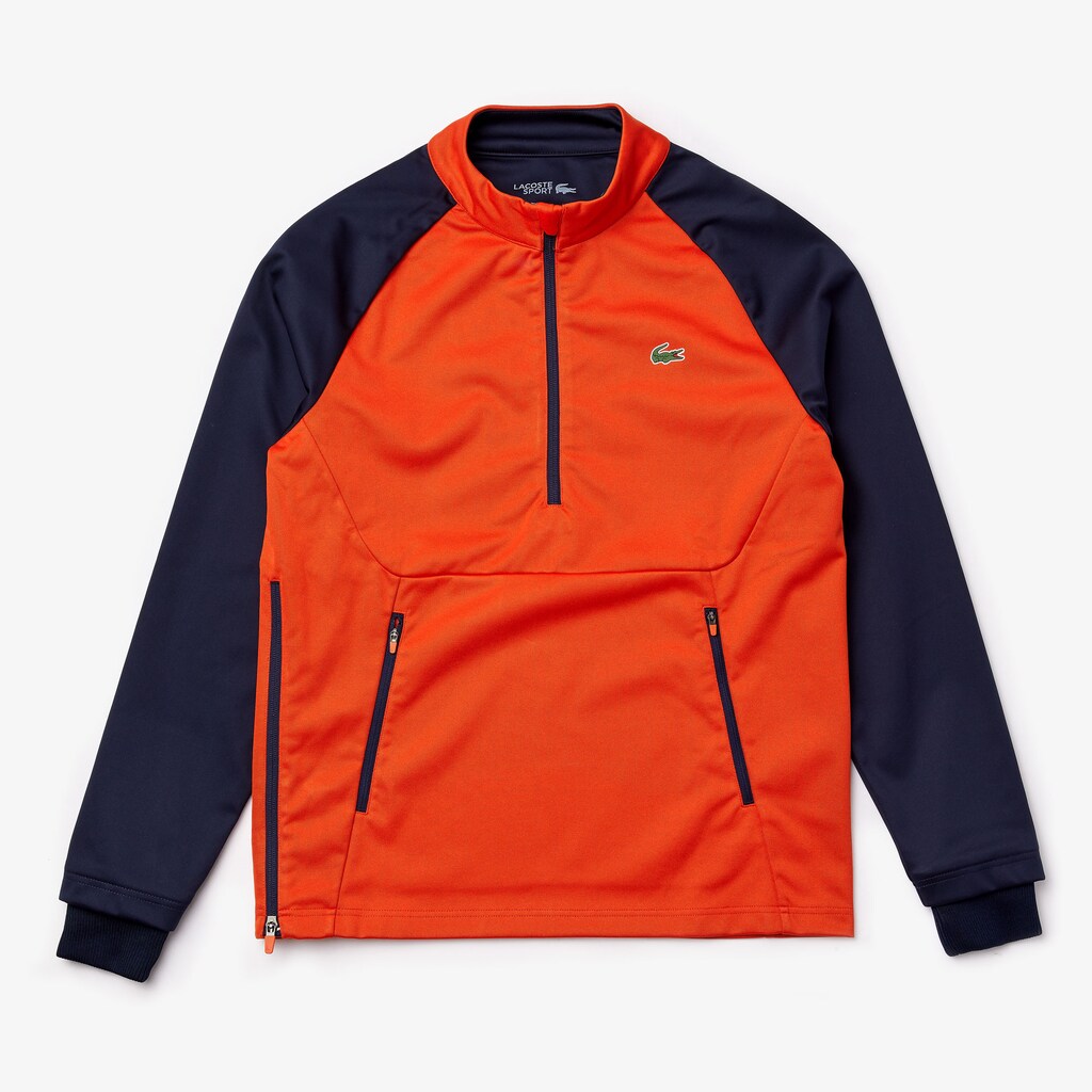 Mens   Raglan-Sleeve Golf Sweatshirt | Lacoste Red / Navy Blue • 145