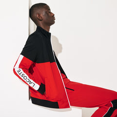 Mens   SPORT Colorblock Resistant Piqué Zip Sweatshirt | Lacoste Black / Red / White • G54