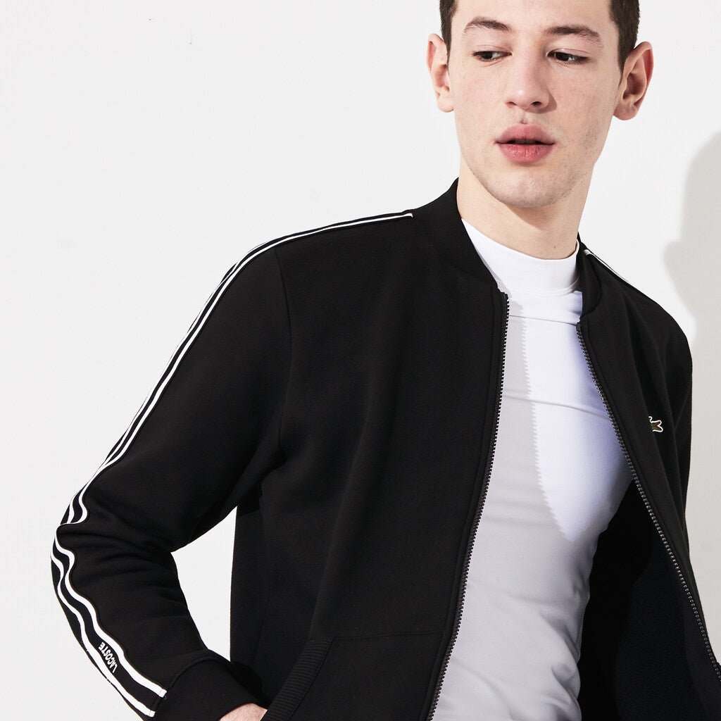 Mens   SPORT Fleece Varsity Jacket | Lacoste Black / White / Black • 6Kj