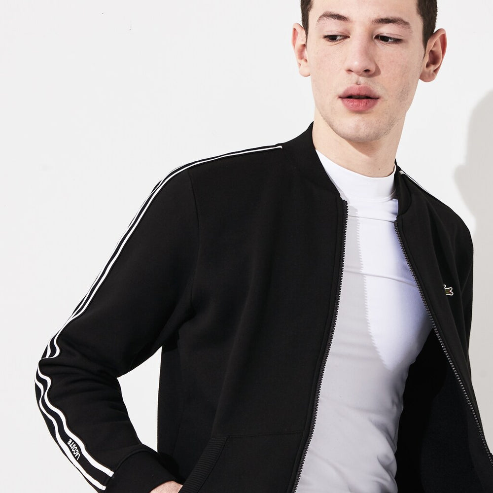 Mens   SPORT Fleece Varsity Jacket | Lacoste Black / White / Black • 6Kj