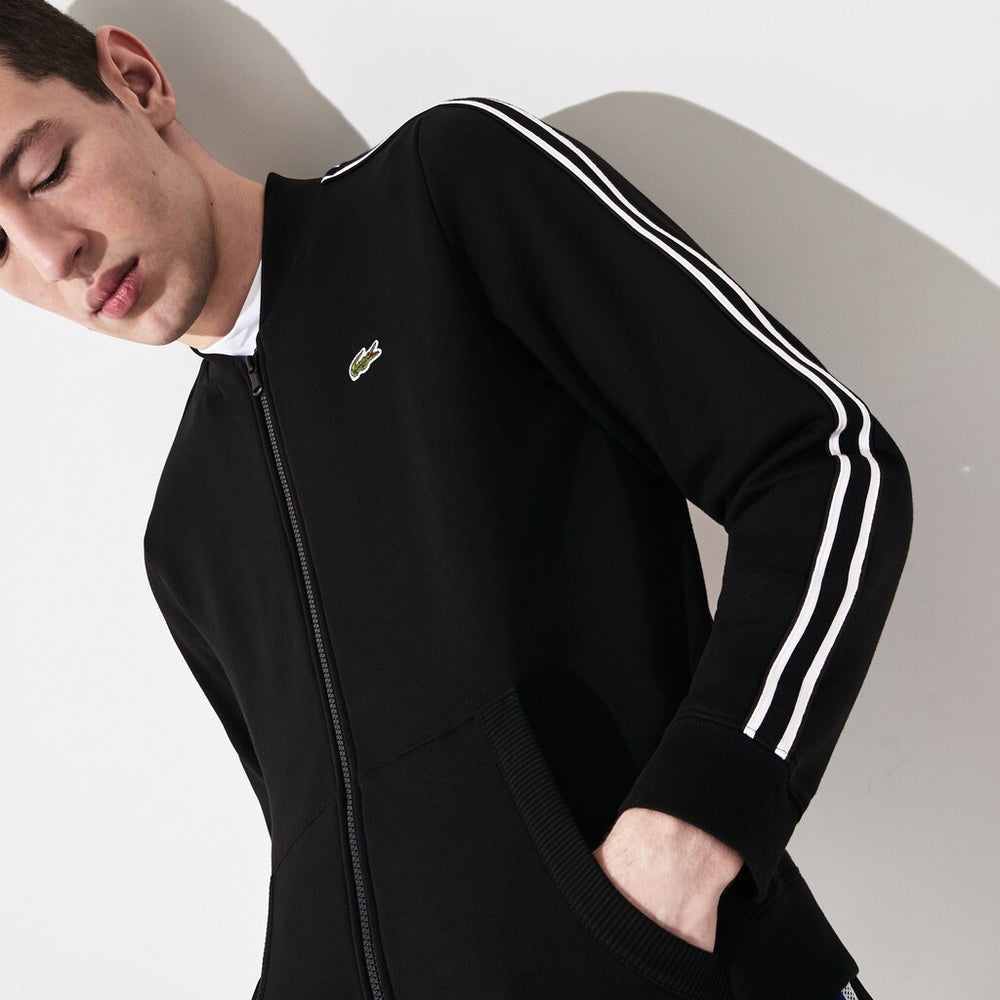 Mens   SPORT Fleece Varsity Jacket | Lacoste Black / White / Black • 6Kj