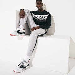 Mens   SPORT Graphic Print Fleece Sweatshirt | Lacoste Black / White • Myj