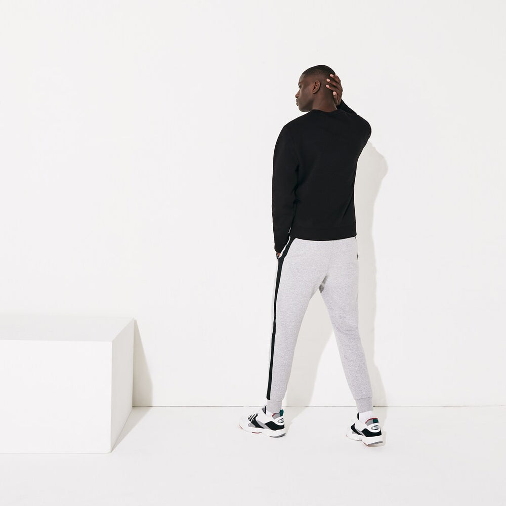 Mens   SPORT Graphic Print Fleece Sweatshirt | Lacoste Black / White • Myj