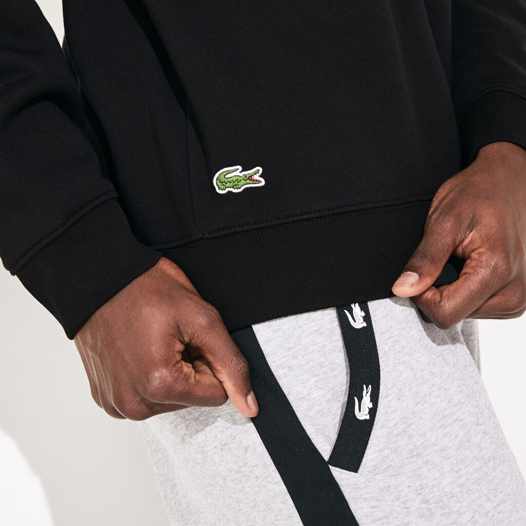 Mens   SPORT Graphic Print Fleece Sweatshirt | Lacoste Black / White • Myj