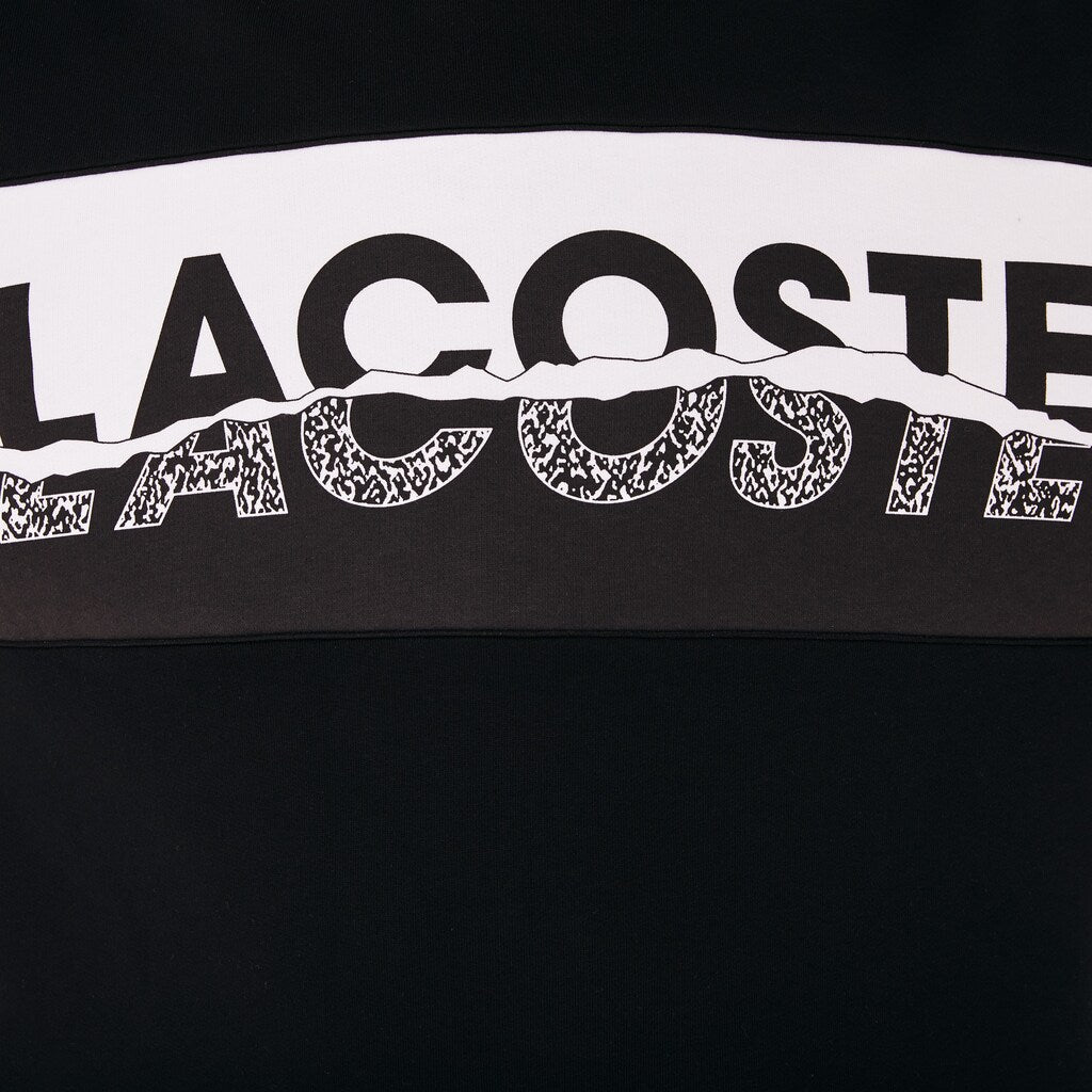 Mens   SPORT Graphic Print Fleece Sweatshirt | Lacoste Black / White • Myj