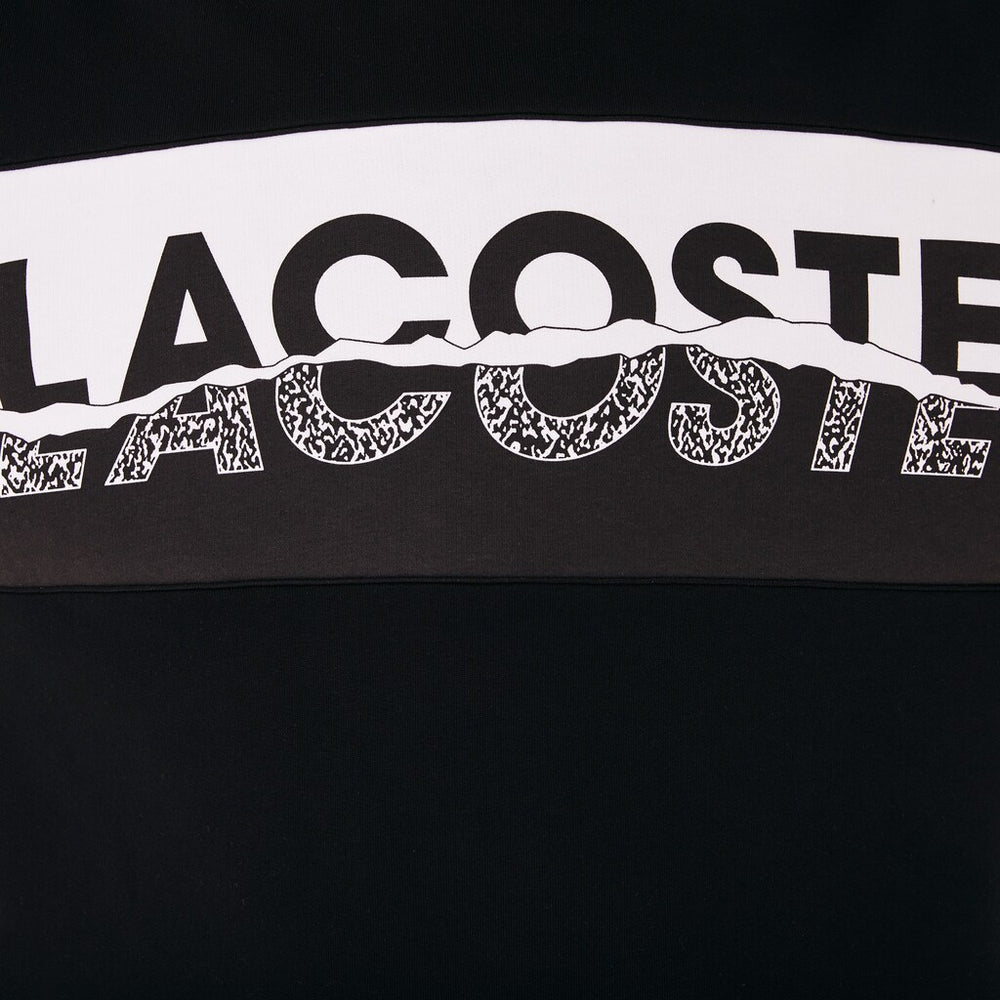 Mens   SPORT Graphic Print Fleece Sweatshirt | Lacoste Black / White • Myj