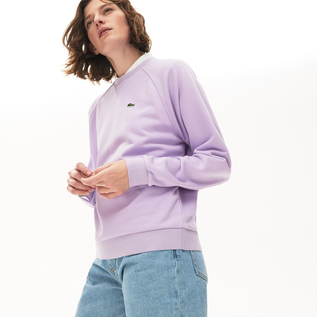 Womens Wo  Classic Crewneck Fleece Sweatshirt | Lacoste Purple / Green • Rmb
