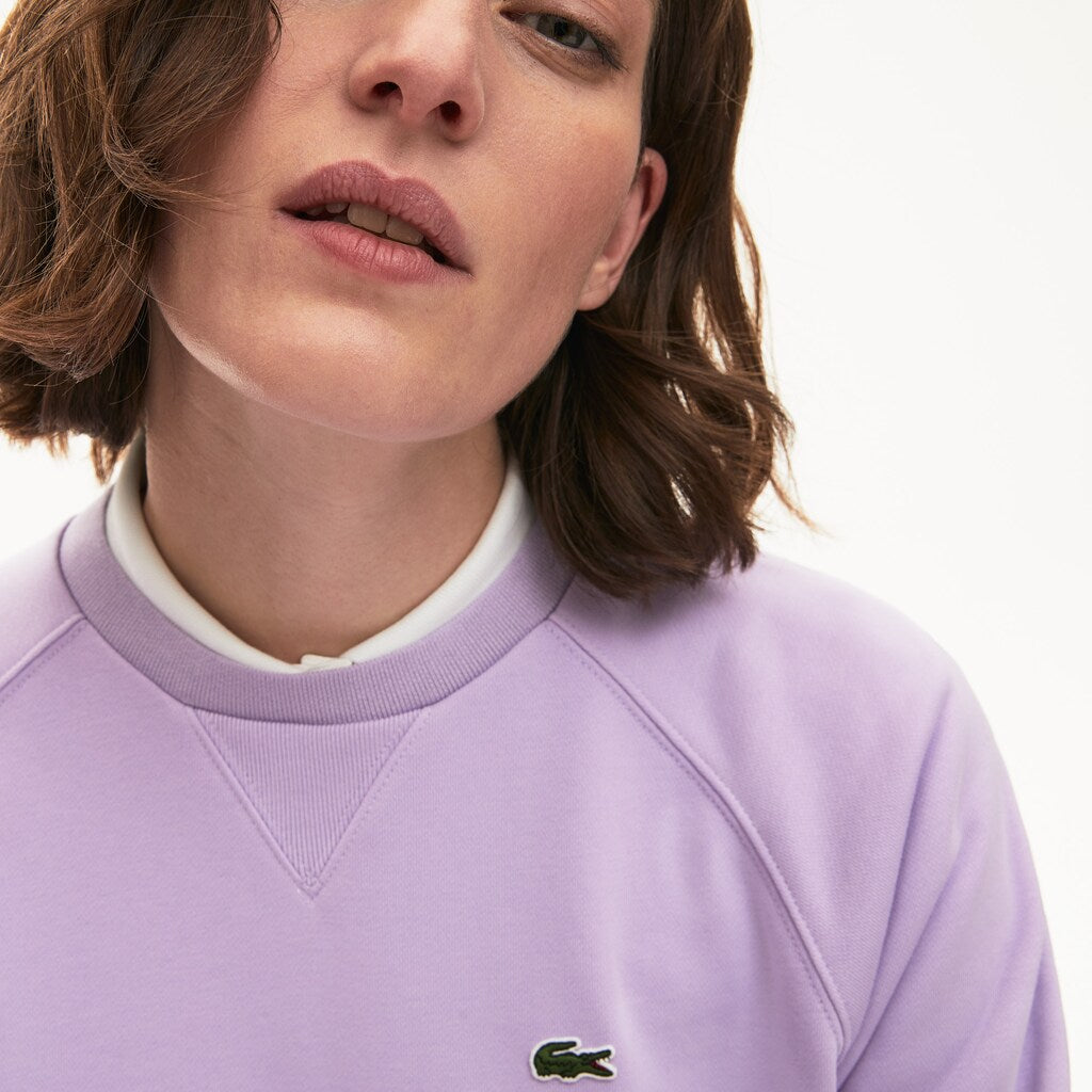 Womens Wo  Classic Crewneck Fleece Sweatshirt | Lacoste Purple / Green • Rmb