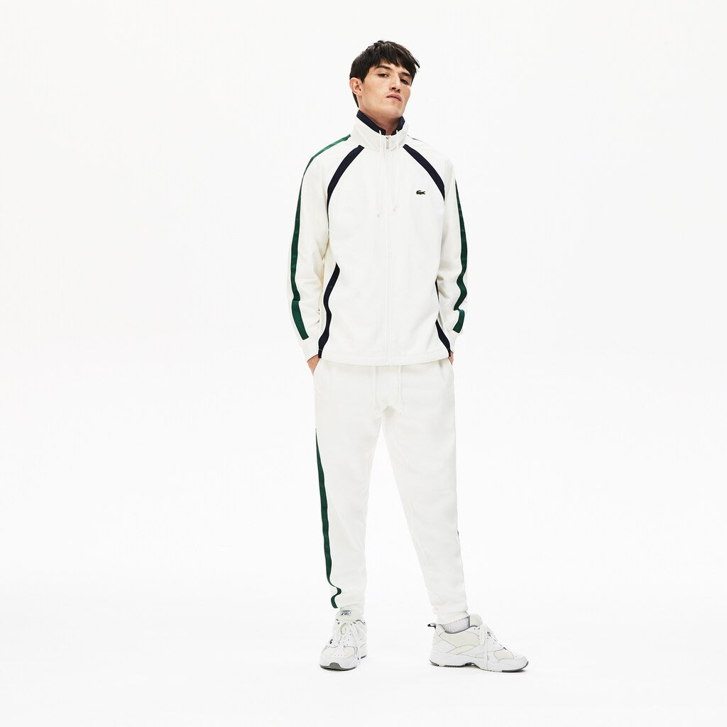 Mens   Heritage Stripe Track Jacket | Lacoste White / Navy Blue / Green • Uu9