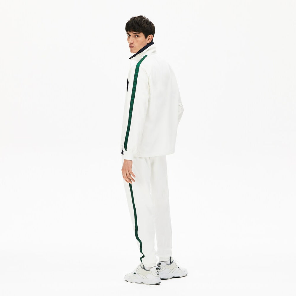 Mens   Heritage Stripe Track Jacket | Lacoste White / Navy Blue / Green • Uu9