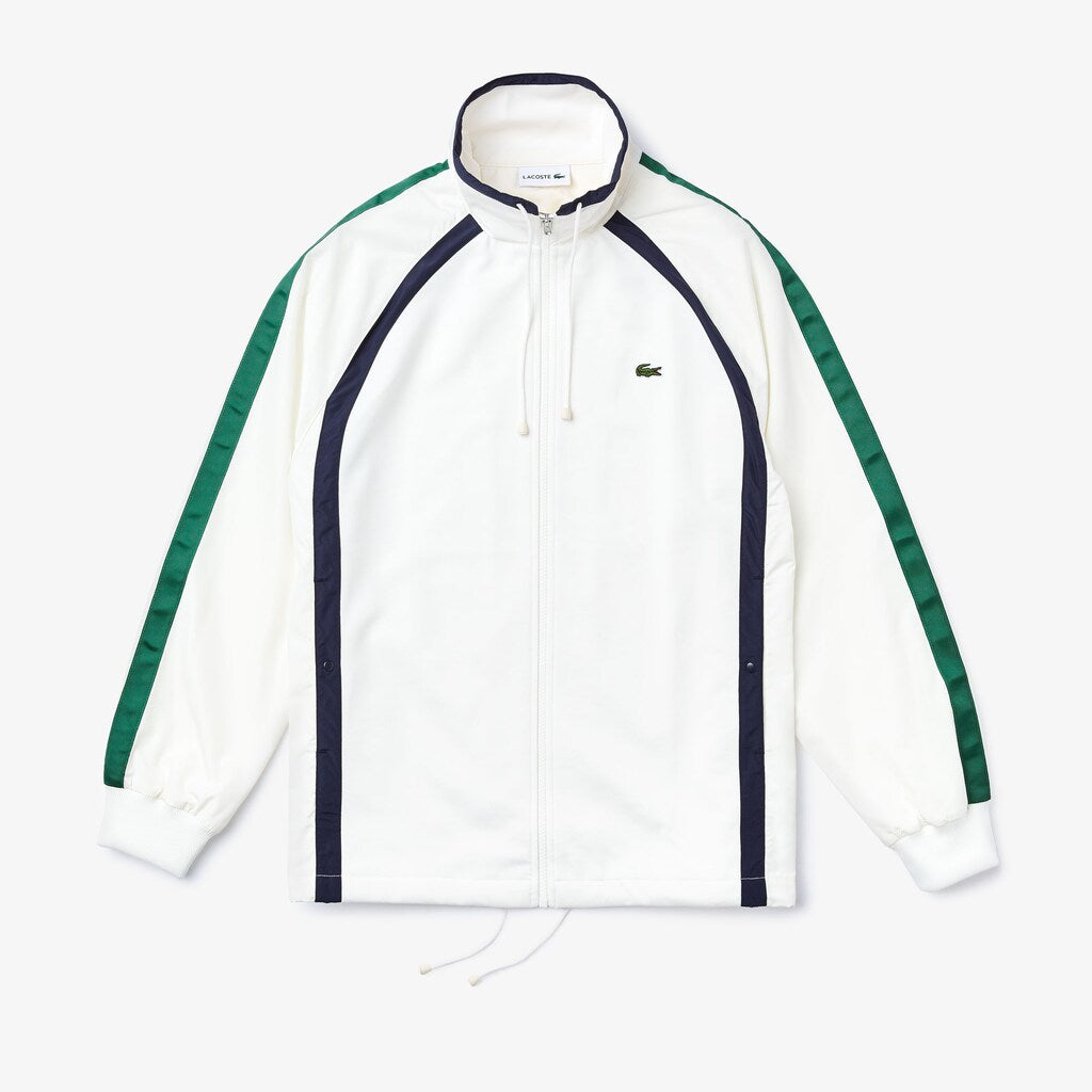 Mens   Heritage Stripe Track Jacket | Lacoste White / Navy Blue / Green • Uu9