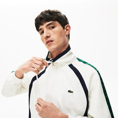 Mens   Heritage Stripe Track Jacket | Lacoste White / Navy Blue / Green • Uu9