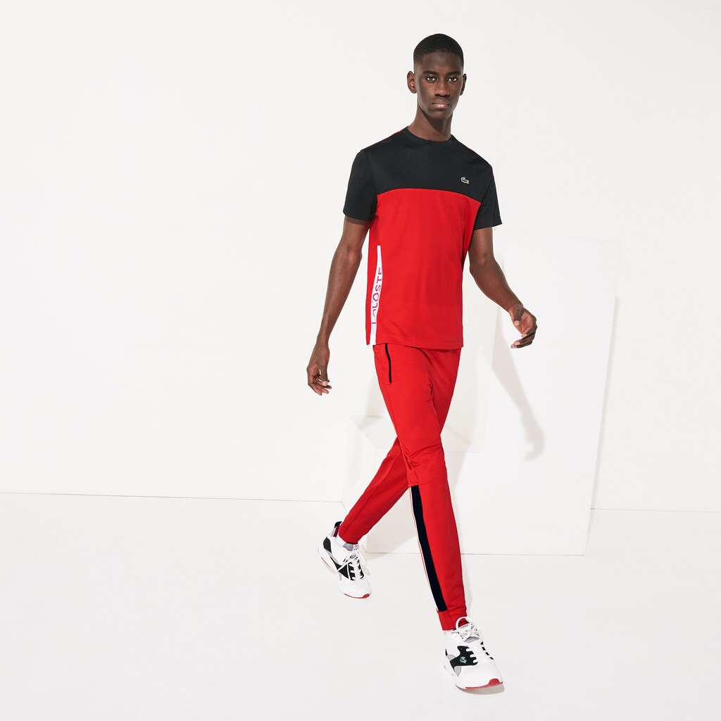 Mens   SPORT Colorblock Tricot Sweatpants | Lacoste Red / Black / White • Atv