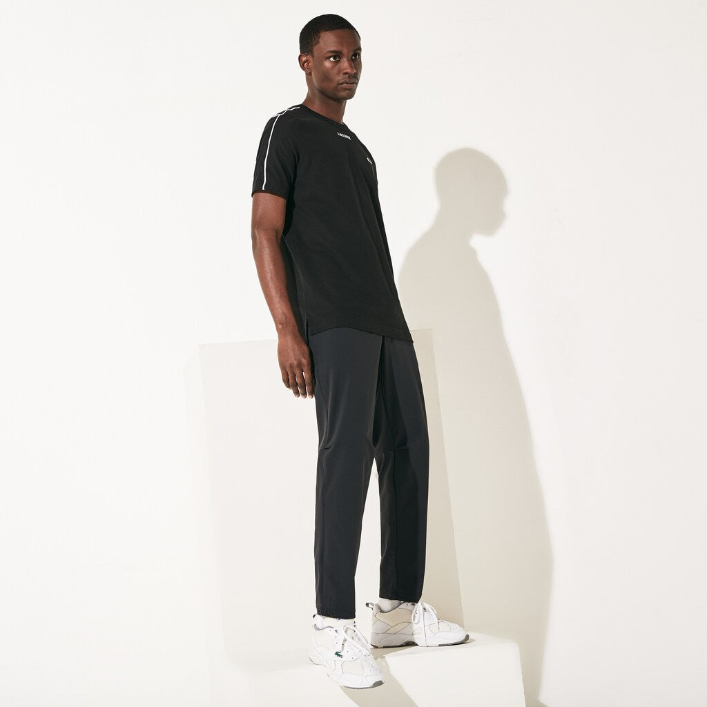 Mens   SPORT Stretch Track Pants | Lacoste Black / White • Myj