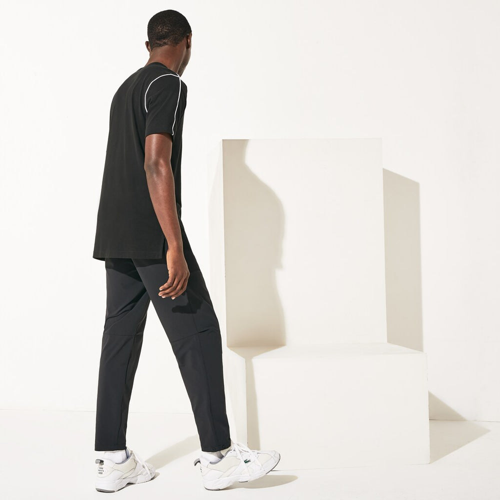 Mens   SPORT Stretch Track Pants | Lacoste Black / White • Myj