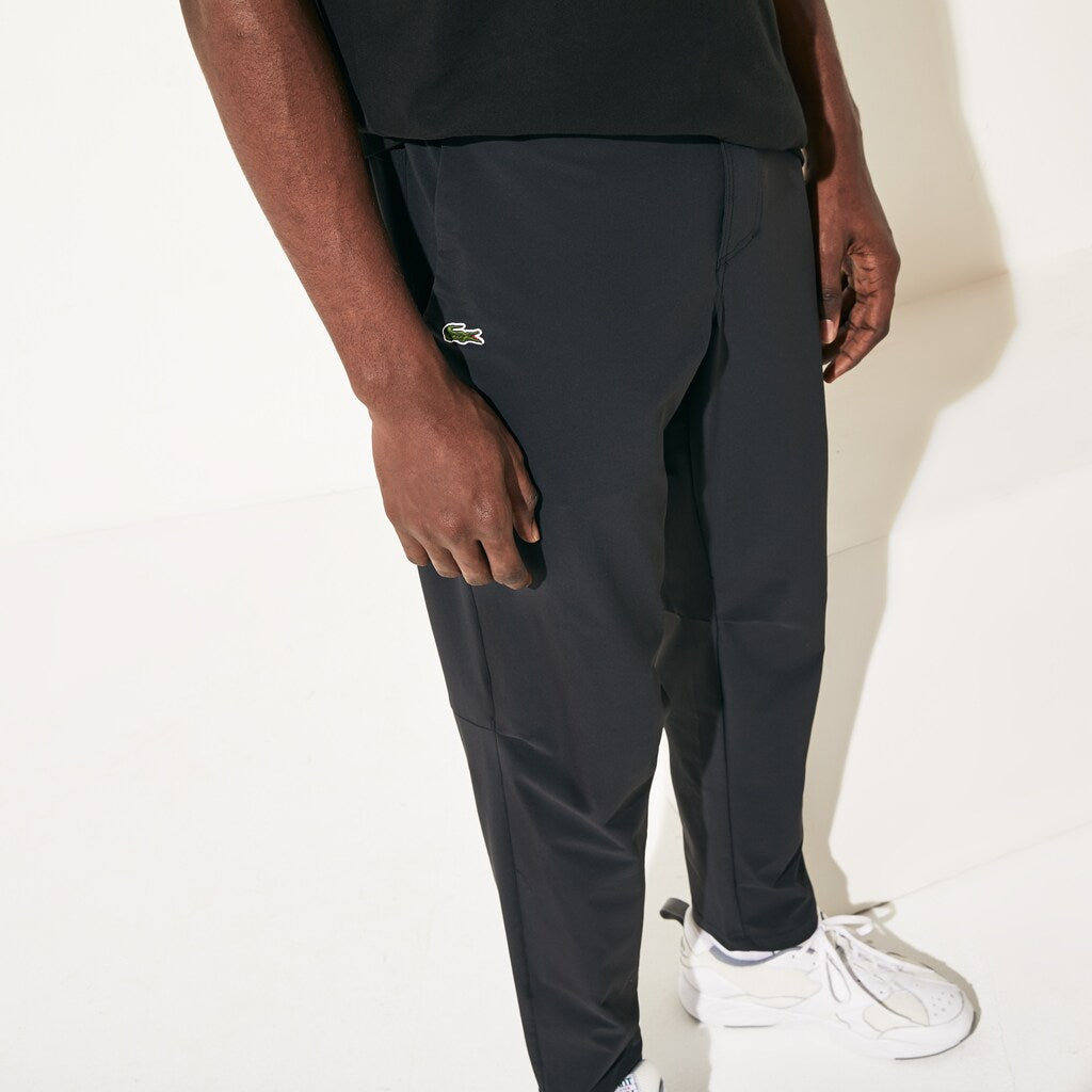 Mens   SPORT Stretch Track Pants | Lacoste Black / White • Myj