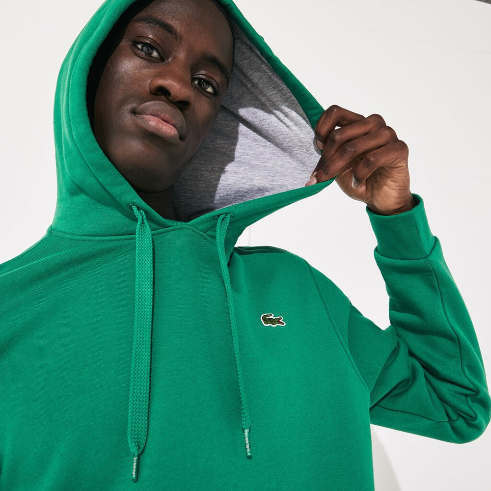 Mens   SPORT Hooded Fleece Tennis Sweatshirt | Lacoste Green / Grey Chine • Ne6