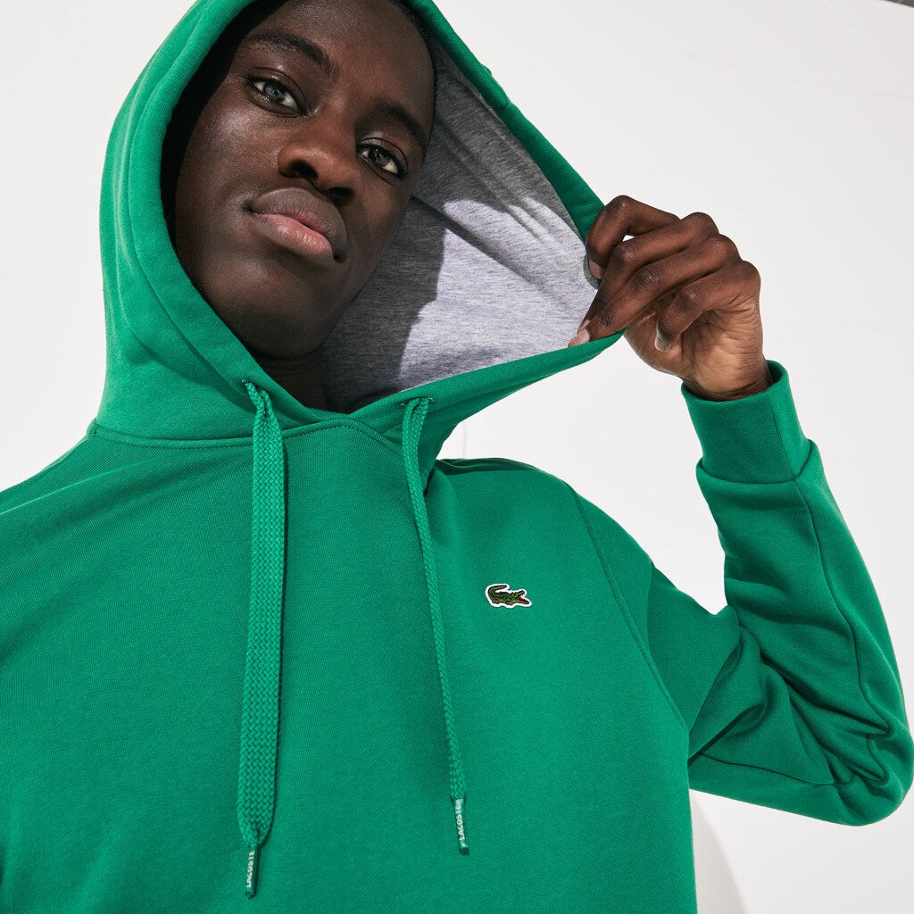 Mens   SPORT Hooded Fleece Tennis Sweatshirt | Lacoste Green / Grey Chine • Ne6