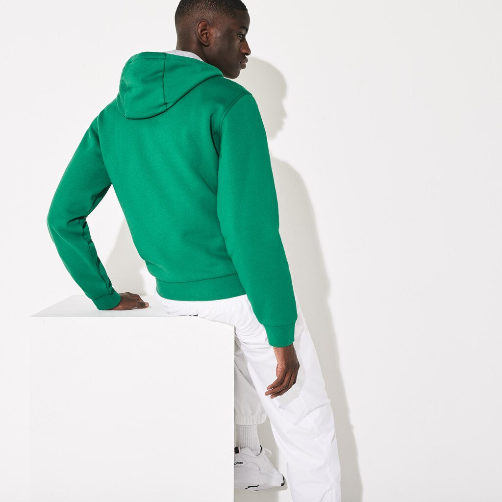 Mens   SPORT Hooded Fleece Tennis Sweatshirt | Lacoste Green / Grey Chine • Ne6