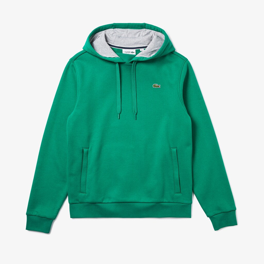 Mens   SPORT Hooded Fleece Tennis Sweatshirt | Lacoste Green / Grey Chine • Ne6