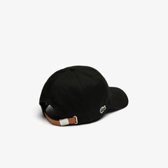 Mens   Contrast Strap Cotton Cap | Lacoste Black • 031