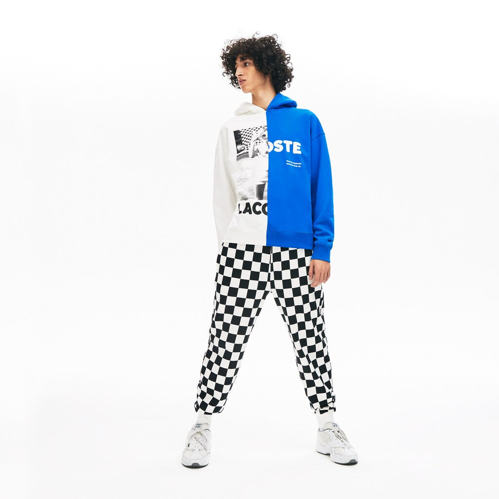 Mens/Womens Unisex LIVE BiColor Print Fleece Sweatshirt | Lacoste White / Blue • M3U