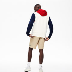Mens   Cotton-Piqué and French Terry Colorblock Sweatshirt | Lacoste White / Red / Navy Blue • Avj
