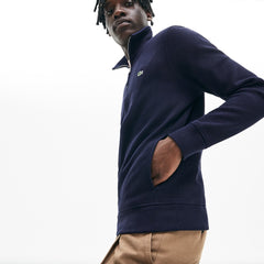 Mens   Zip Stand-Up Collar Ribbed Sweatshirt | Lacoste Navy Blue • L6L