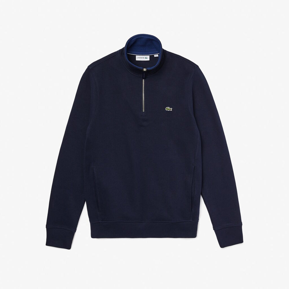 Mens   Zip Stand-Up Collar Ribbed Sweatshirt | Lacoste Navy Blue • L6L