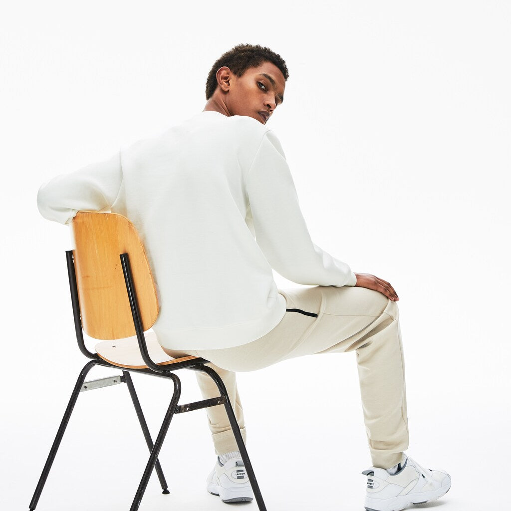 Mens   Signature Print Crew Neck Sweatshirt | Lacoste White • 70V
