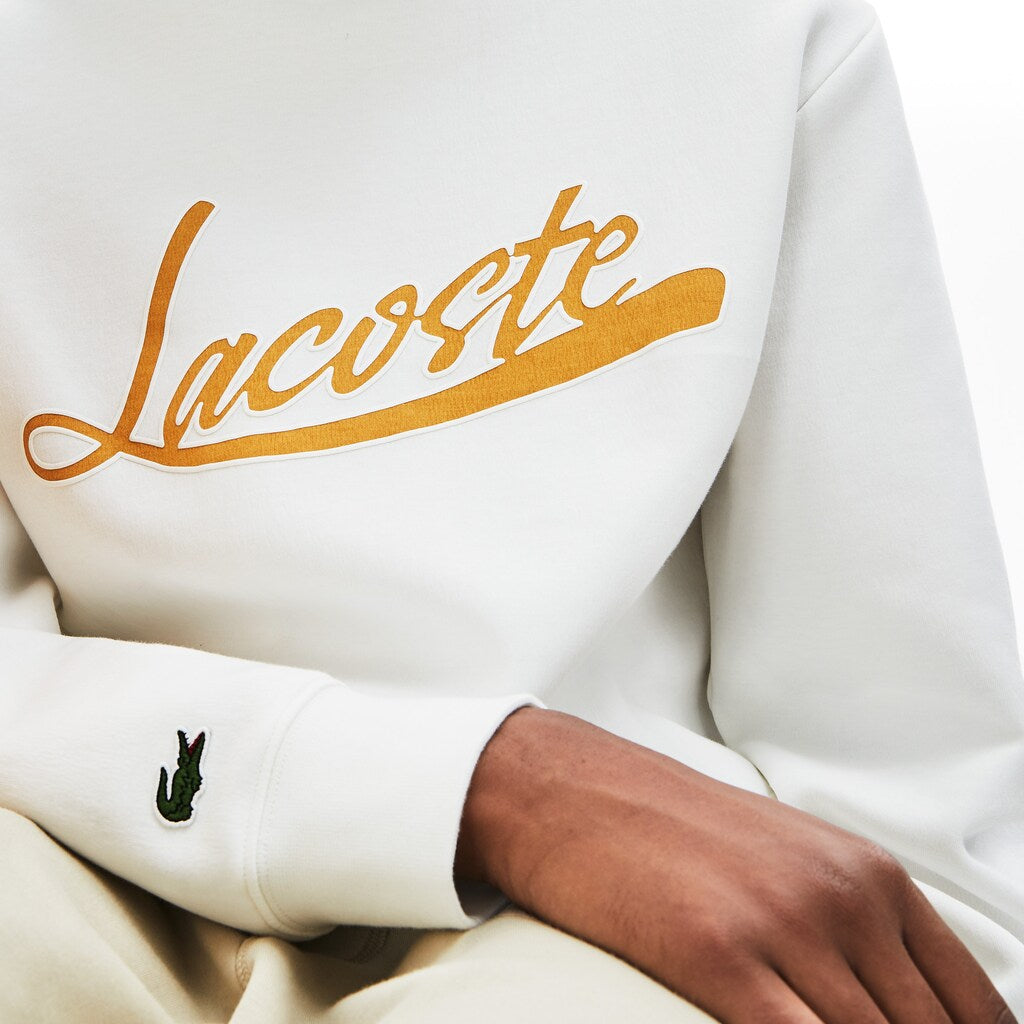 Mens   Signature Print Crew Neck Sweatshirt | Lacoste White • 70V