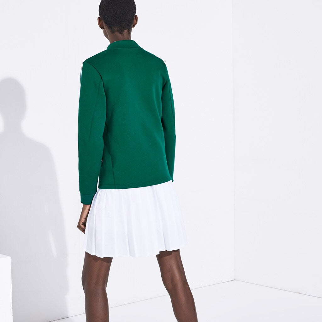 Womens Wo  SPORT Roland Garros V-Neck Zip-Up Sweatshirt | Lacoste Green / White / Red • Ym6