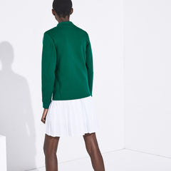 Womens Wo  SPORT Roland Garros V-Neck Zip-Up Sweatshirt | Lacoste Green / White / Red • Ym6