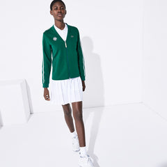 Womens Wo  SPORT Roland Garros V-Neck Zip-Up Sweatshirt | Lacoste Green / White / Red • Ym6