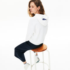 Womens Wo  Signature Wide Hooded Fleece Sweatshirt | Lacoste White • 001