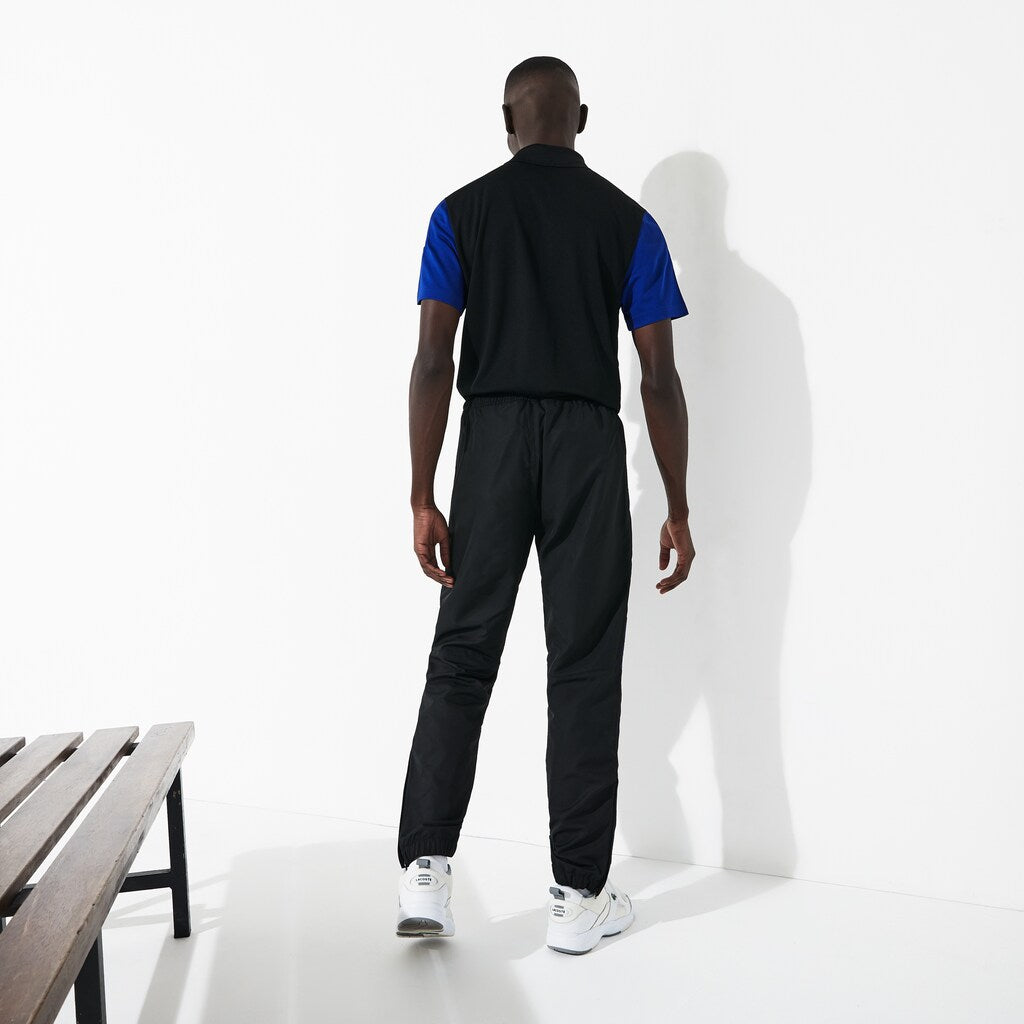 Mens   SPORT Lightweight Color-Block Track Pants | Lacoste Black / White / Blue / Black • Puc